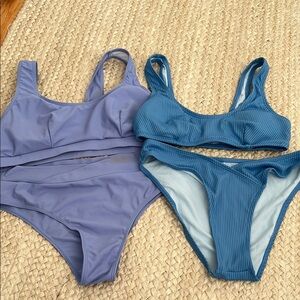 Cupshe Blue and Purple Bikini Set with Classic Design